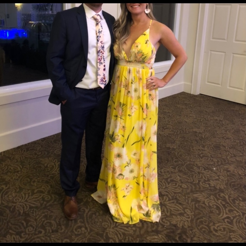 Yellow floral maxi dress